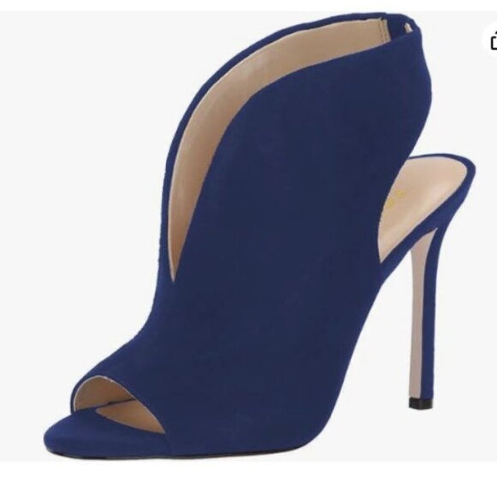 YDN Women's Chic Slingback Peep Toe Stiletto High Heel Sandals Ankle Boots Blue